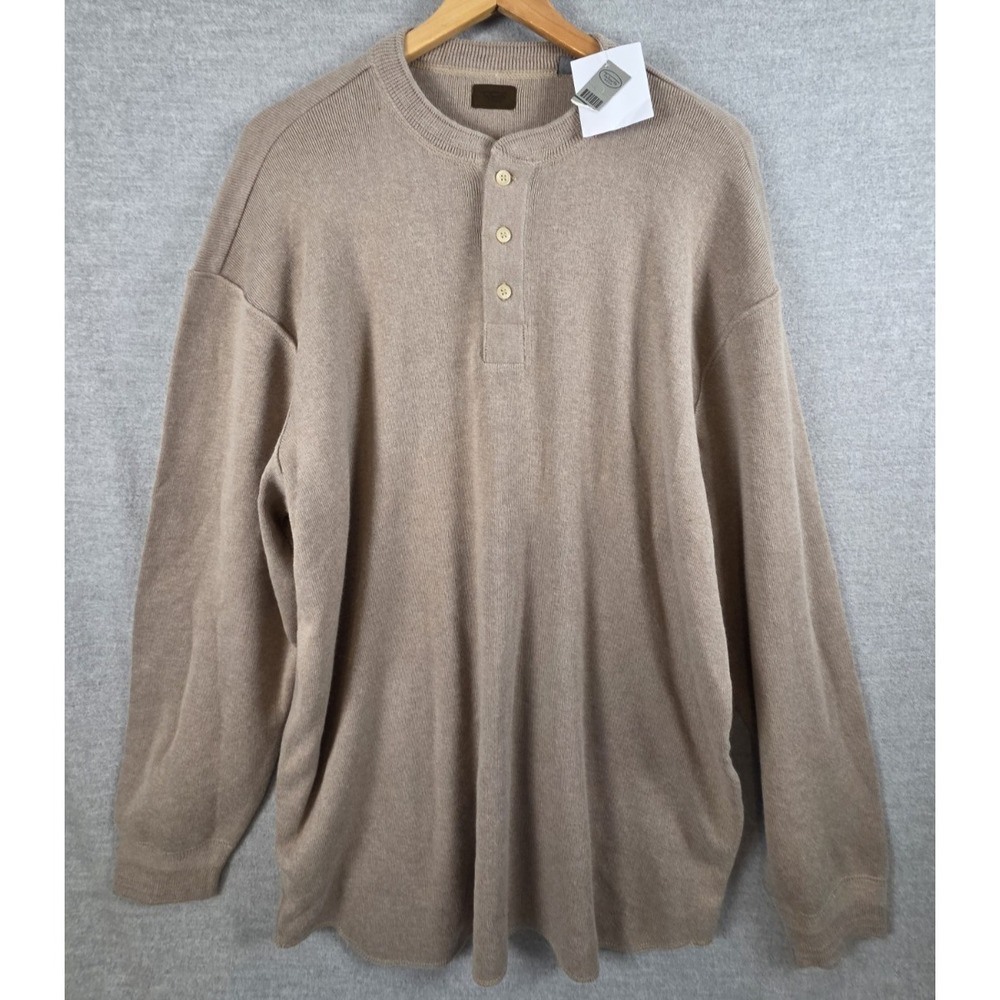 Talbots Men XL Henley Sweater Alpaca Blend Oatmeal Pullover Soft Luxury NEW